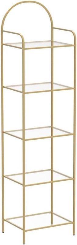 Bookcase Bookshelf, Tempered Glass Bookshelves, Slim Shelving Unit for Bedroom, gallery