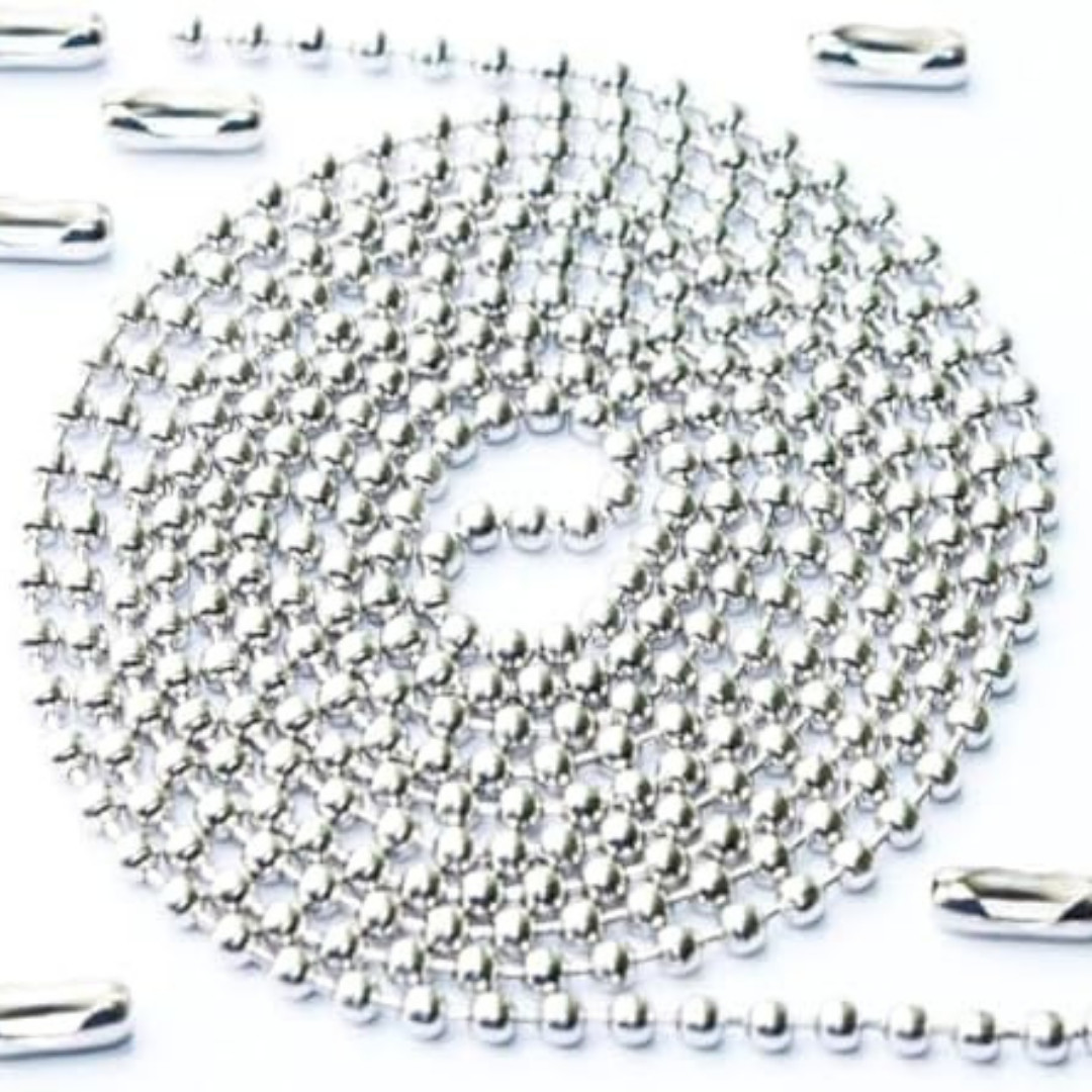 60 In Ceiling Fan Pull Chain Extension Silver 3mm Stainless Steel Ball Chain Set gallery