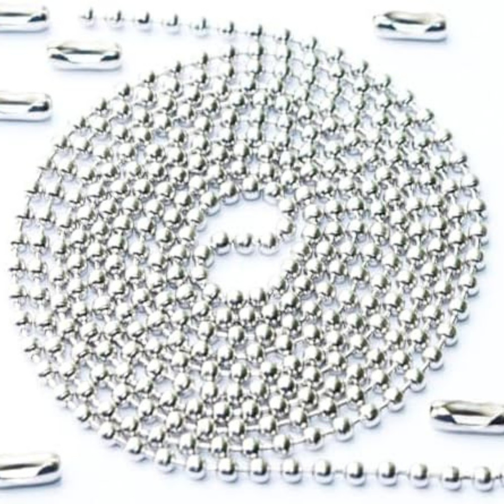 60 In Ceiling Fan Pull Chain Extension Silver 3mm Stainless Steel Ball Chain Set