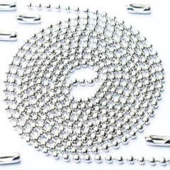 60 In Ceiling Fan Pull Chain Extension Silver 3mm Stainless Steel Ball Chain Set