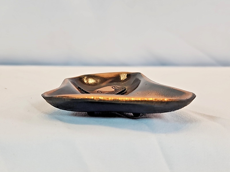 Unsigned Amorphous Theater Mask Brass Copper Black Trinket Dish gallery