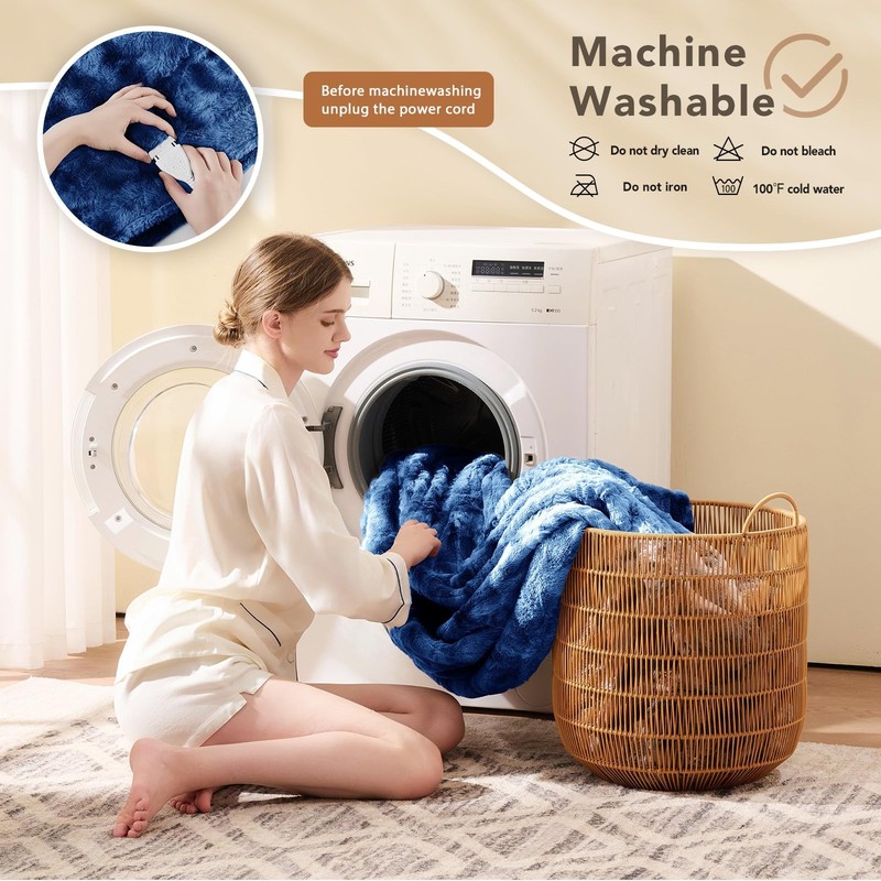 Heated Blanket Electric Throw 50"x60" Heating Blanket Throw 1/2/4/6/8 Hours ... gallery