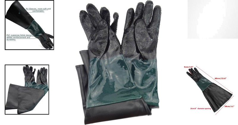 Heavy-Duty Rubber Sandblaster Gloves - 23.6" Length for Optimal Hand Protection gallery