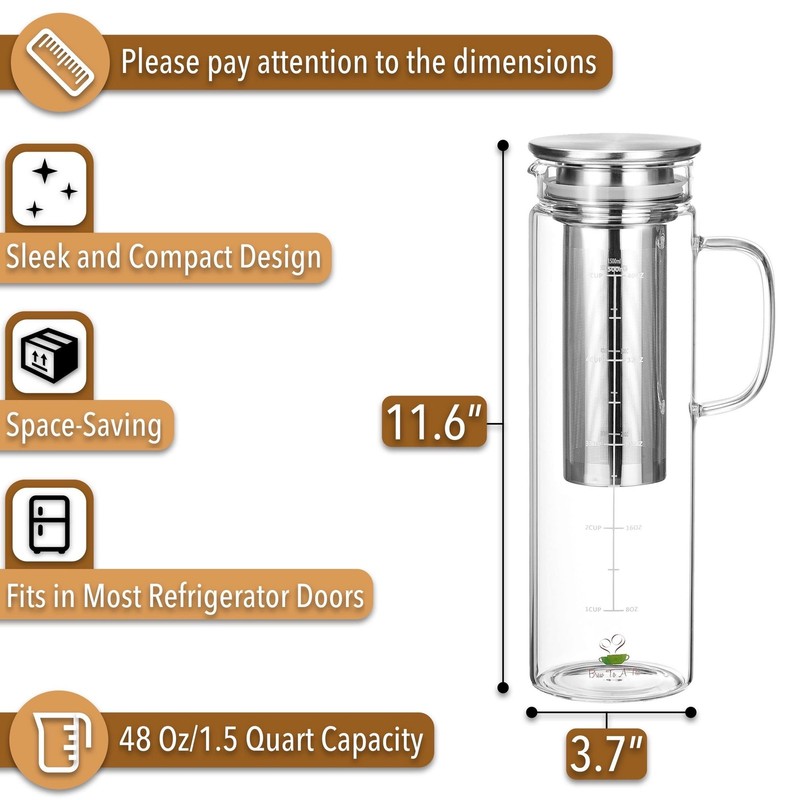 BTaT- Cold Brew Coffee Maker, 1.5 Quart,48 oz Iced Coffee Maker, Iced Tea Maker, gallery