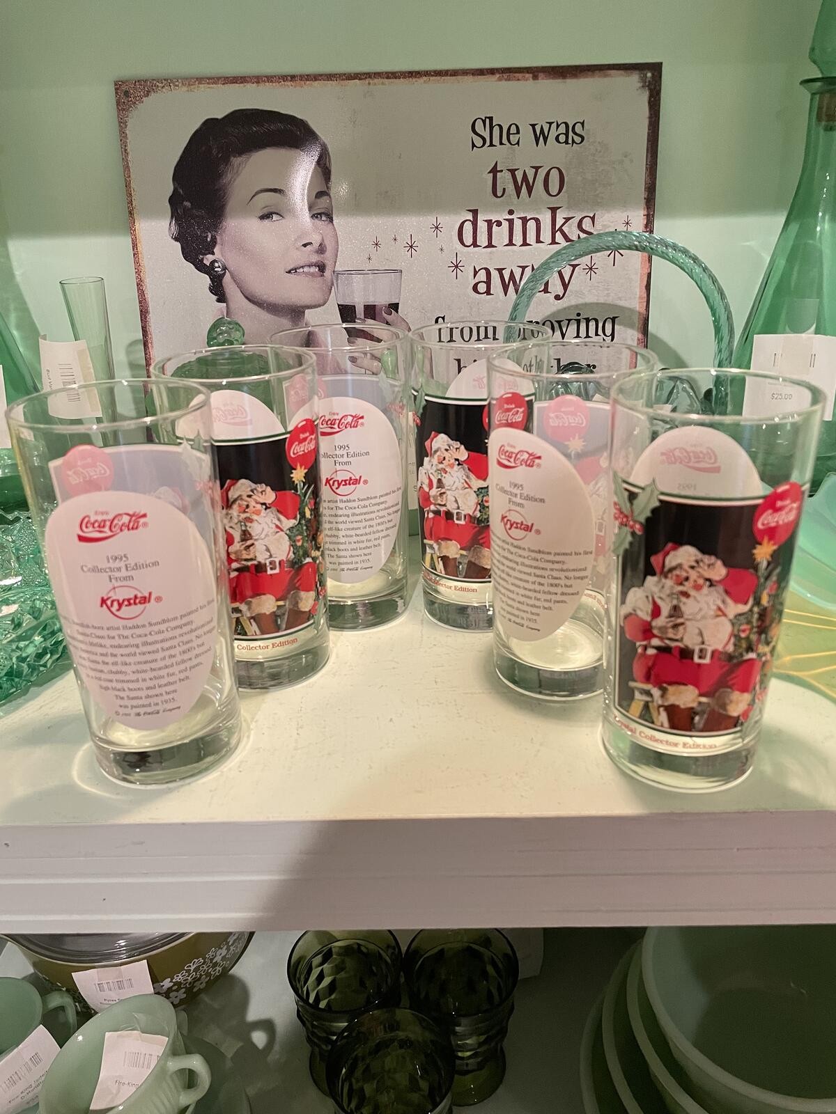 Coca‑Cola Sundblom Santa Glasses 1995 Set of 6 Krystal Collector gallery
