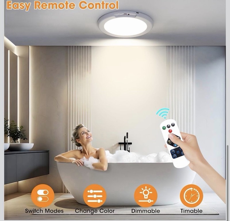 Rechargeable Motion Sensor Ceiling Light W/Remote Battery Powered Wireless 1/2/4 gallery