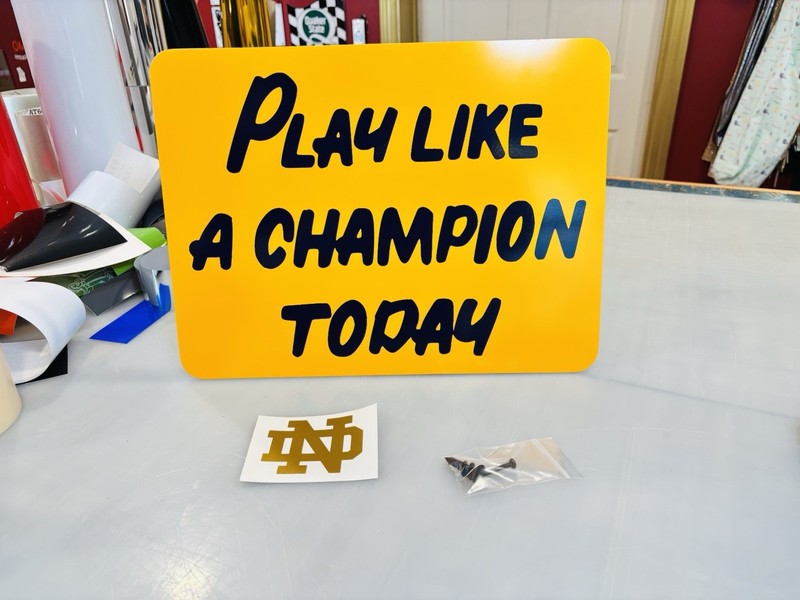 Notre Dame Script "Irish" Die Cut Vinyl Decal Play Like A Champion Golden Domer gallery