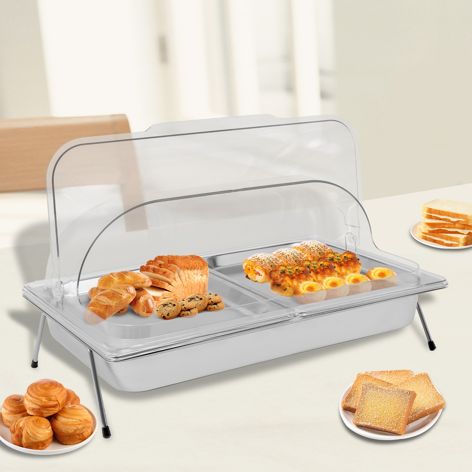 Countertop Food Serving Display Container Condiment Dispenser Tray with Lid gallery