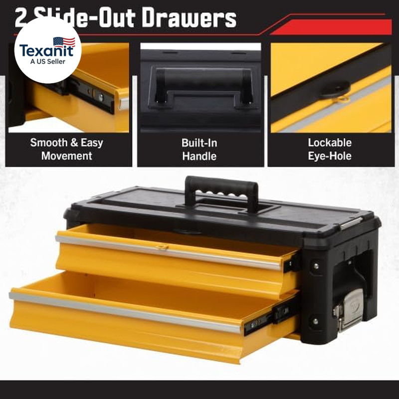 Rolling Tool Box with Wheels - Stackable Tool Box Organizer - Portable Metal Too gallery