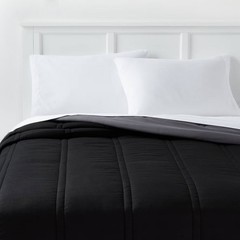 Full/Queen Lofty Microfiber Comforter Black – Room Essentials