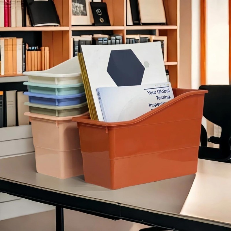 12/6pcs Stackable Colored Plastic Storage Boxes | Office Document Organizer gallery