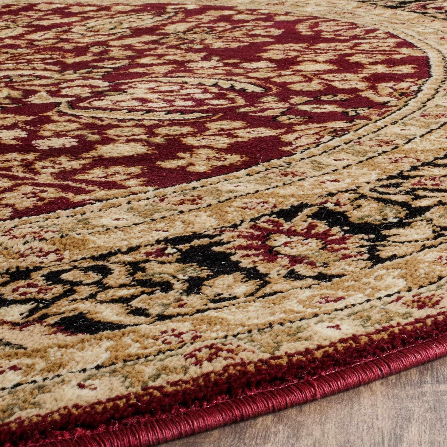 Lyndhurst 10' Round Area Rug - Red & Black, Traditional, Easy Care, Non-Shedding gallery