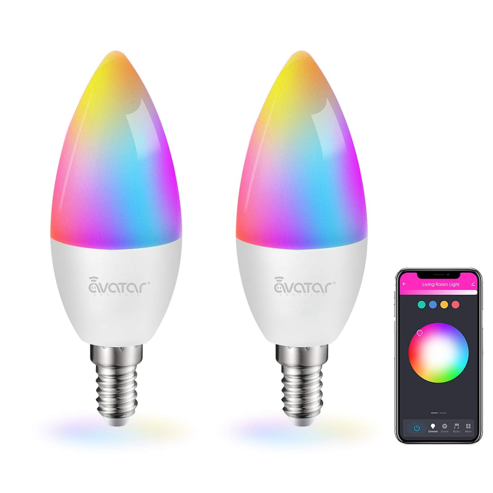 2 Pack E12 LED Light Bulb Compatible w/Google Siri Alexa 2 5W, Rgbcw gallery