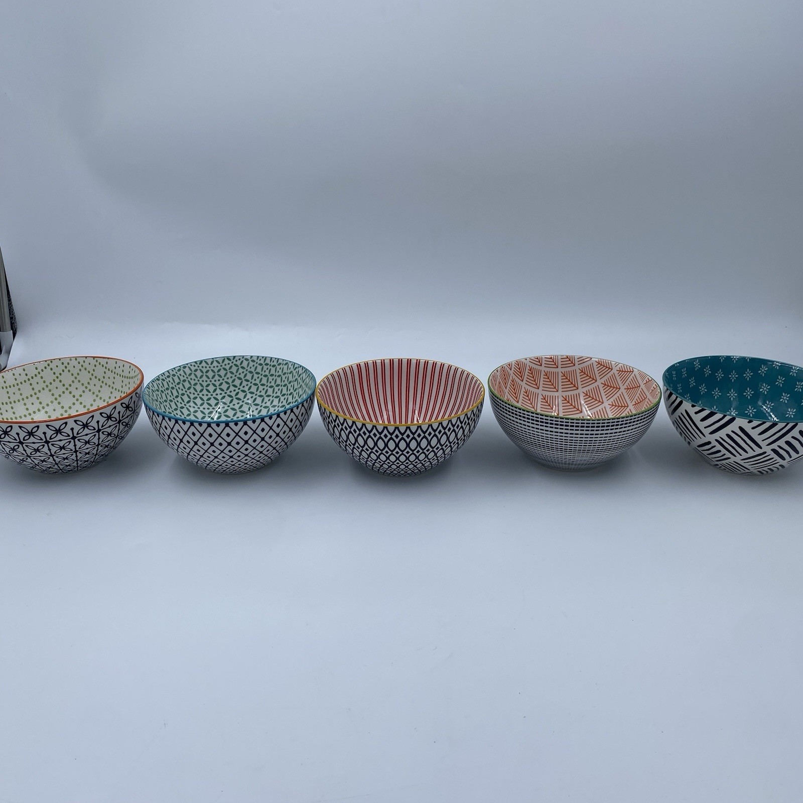 Over and Back Bowl It All Stoneware Collection Set of 5 Geometric Multicolor gallery