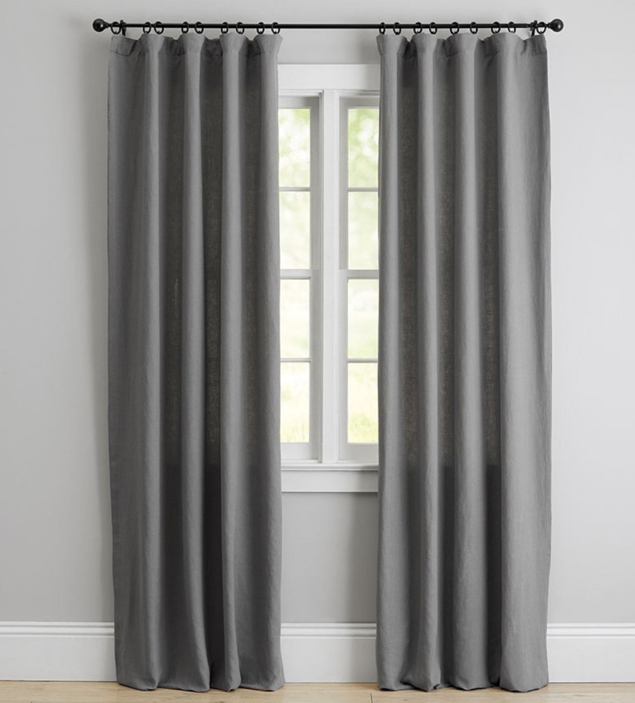 Pottery Barn Set/2 Belgian Linen Blackout Drape Curtain 50x84 Flagstone GrayNEW gallery