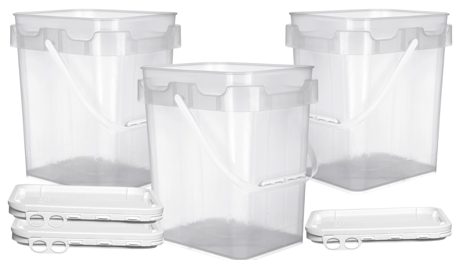 2 Gallon Rectangular Food Grade Bucket with Lid- 3 PACK- Made in USA Container gallery