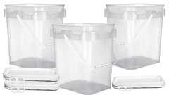 2 Gallon Rectangular Food Grade Bucket with Lid- 3 PACK- Made in USA Container