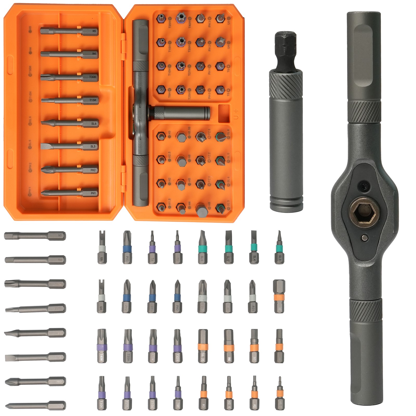 42PCS T-Shaped Ratchet Screwdriver Kit with Detachable Handle Tool Storage Case gallery