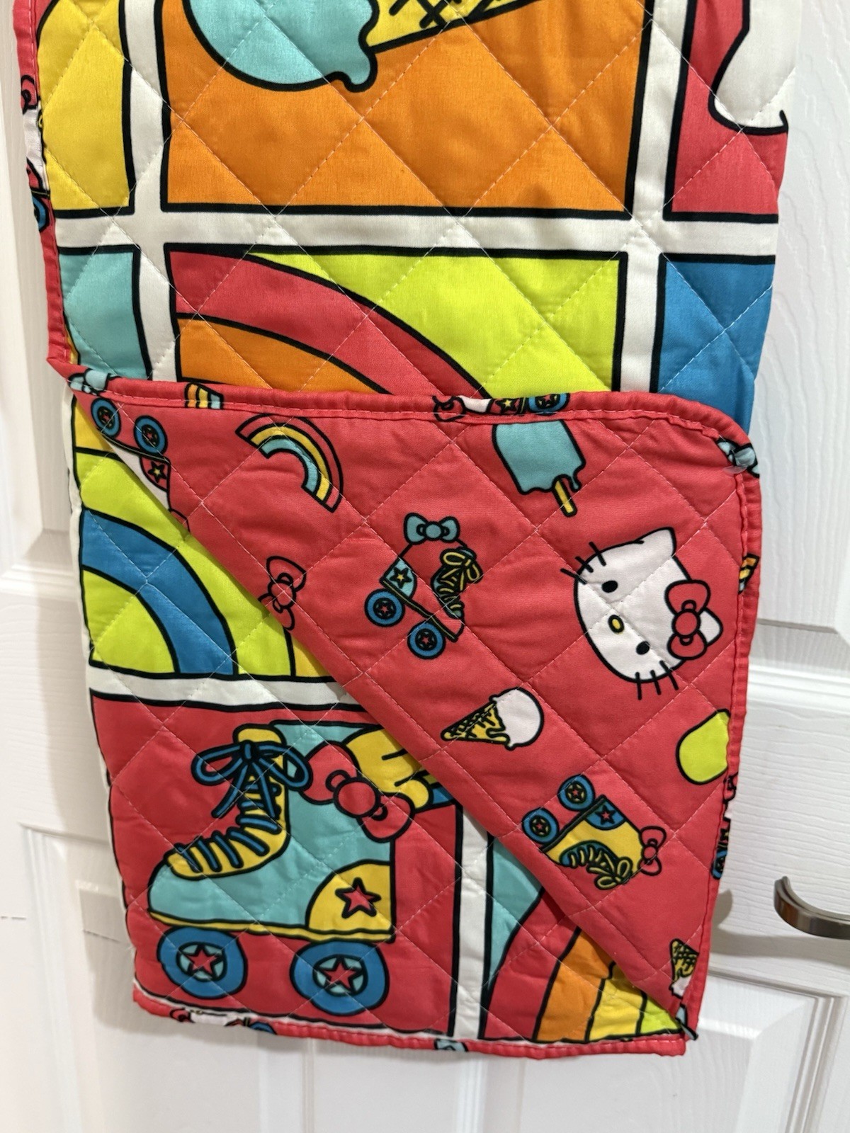 Hello Kitty & Friends Reversible Quilted Blanket Twin 60x80” Rainbow Skates gallery