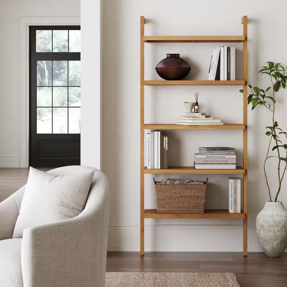 Beacon 72 In. Tall Warm Pine Solid Wood Standard Ladder Bookcase with Solid Wood