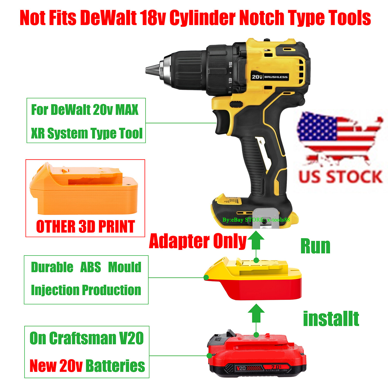 1x Adapter Convert For Craftsman V20 NEW 20v Battery To DeWalt 20v MAX Tools gallery