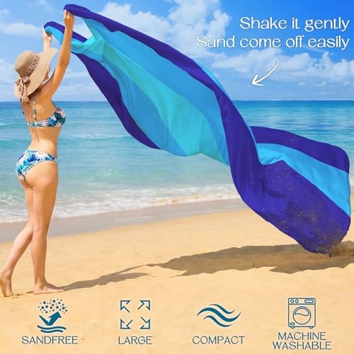 Beach Blanket Waterproof Sandproof Large Sand Free,78''X81''/10'X9' Oversized gallery