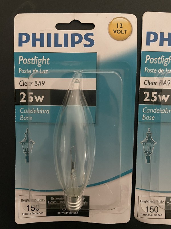 Philips Postlight Candelabra Base, Clear BA9, 25W Light Bulb, 150 Lumens gallery