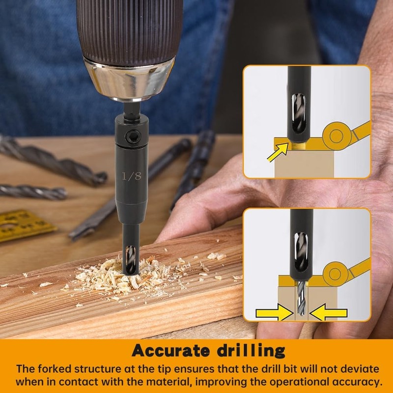 3 Pcs Self Centering Drill Bits Set with Bit Holder,3/32", 7/64", 1/8" for 1/4In gallery
