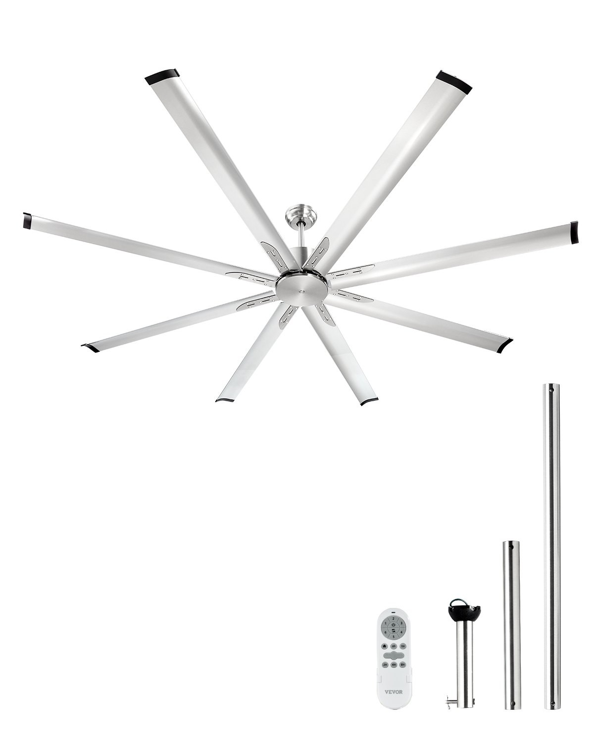 New/84 In Ceiling Fan without Light, 6-Speed Remote Control, Aluminum 8-Blade, R gallery