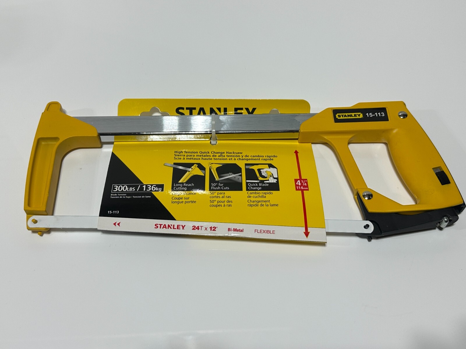 NEW Stanley 12’ High Tension Quick Change Hacksaw, Model 15-113, Yellow / Black gallery