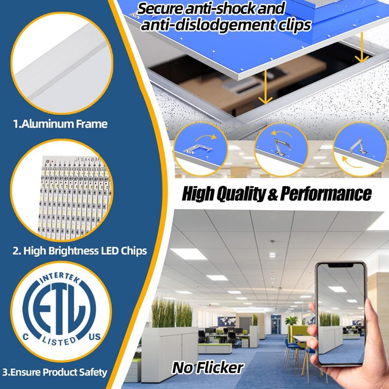 4x2ft LED Flat Panel Recessed Light 8400LM Dimmable Drop Ceiling Troffer Fixture gallery