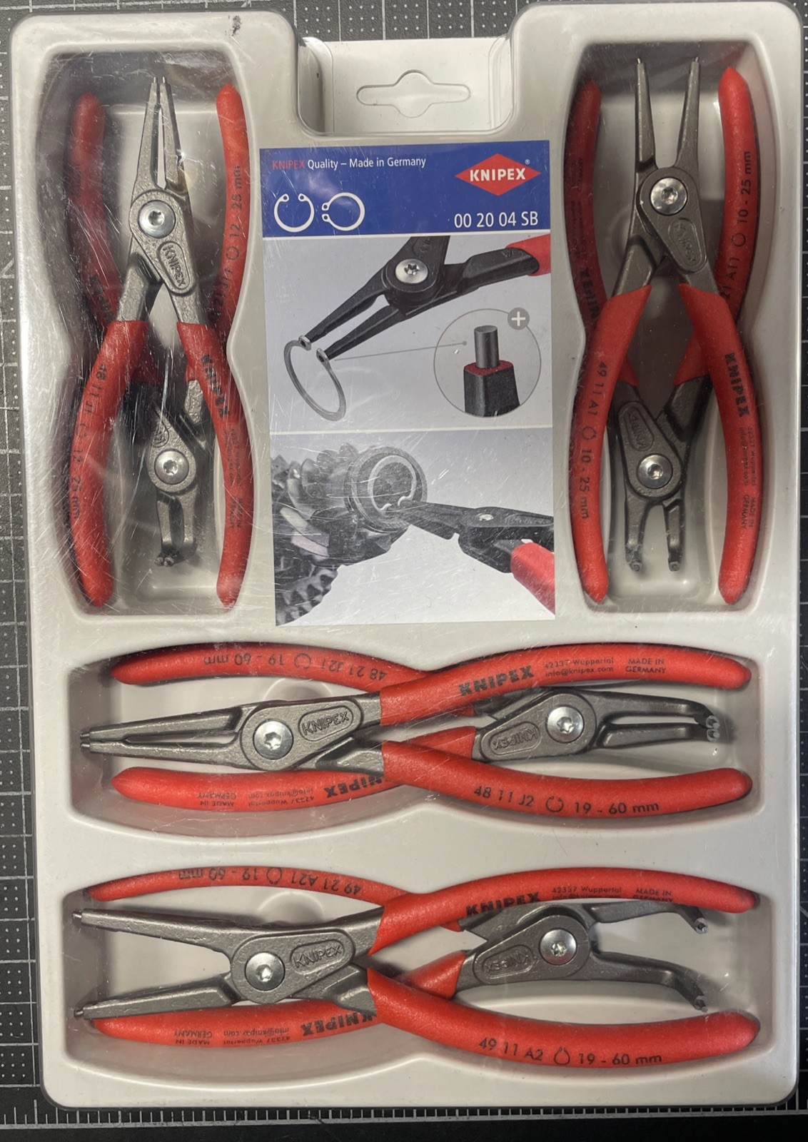 Knipex 002004SB 8pc Snap Ring Plier Set Internal External Circlip 90 Right Angle gallery