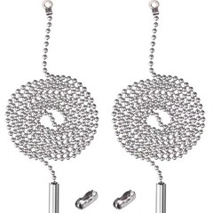 2 Pack Pull Chain String Extension with Connector for Ceiling Fan Silver
