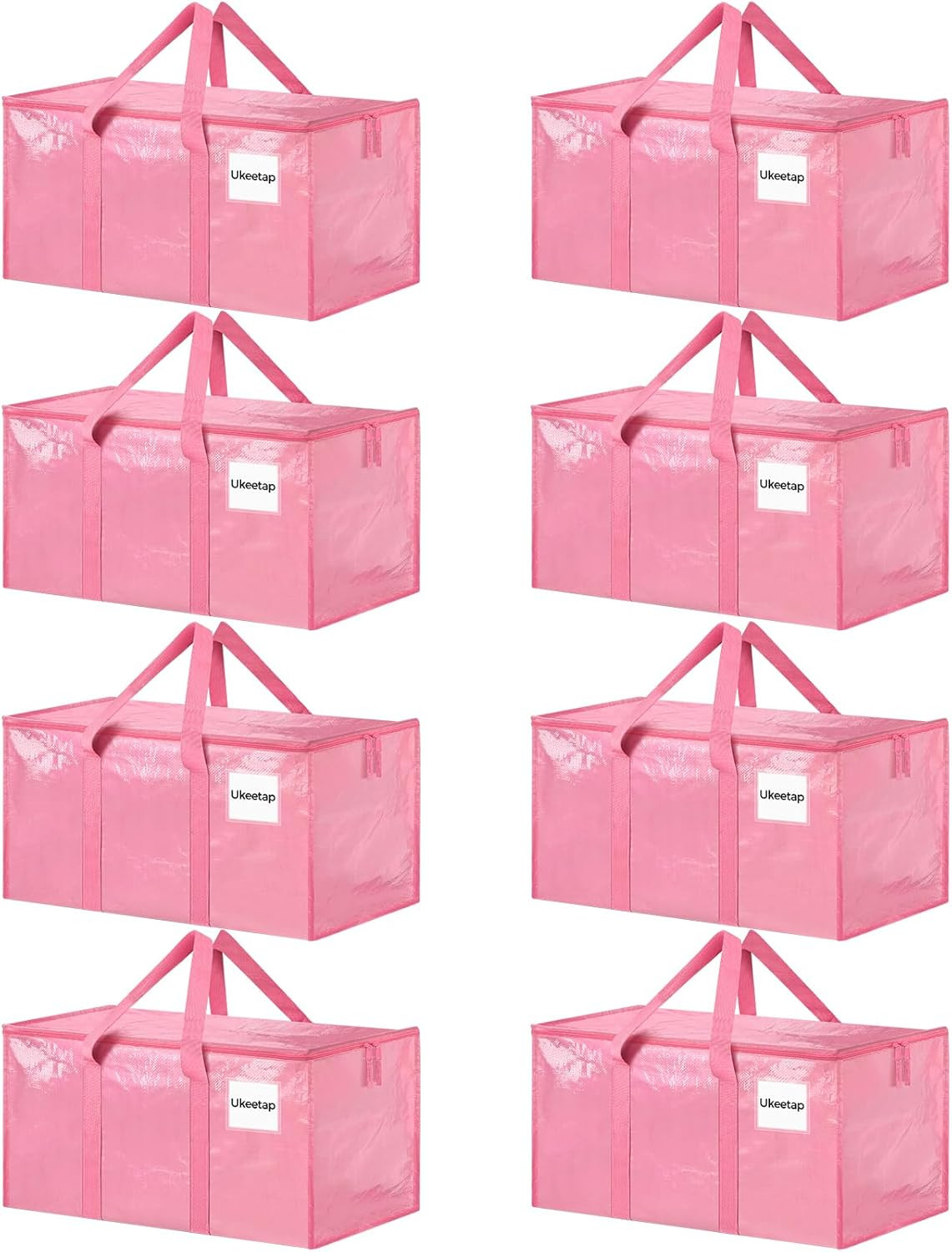 8 Pack Extra Large Heavy Duty Moving Bags, Pink Storage Bins with Lids, Reinforc gallery