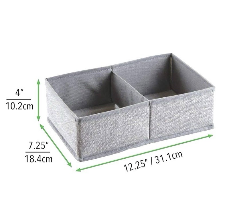 mDesign Soft Fabric 2 Section Drawer or Closet Organizer Gray 3 Pack NEW in Bag gallery