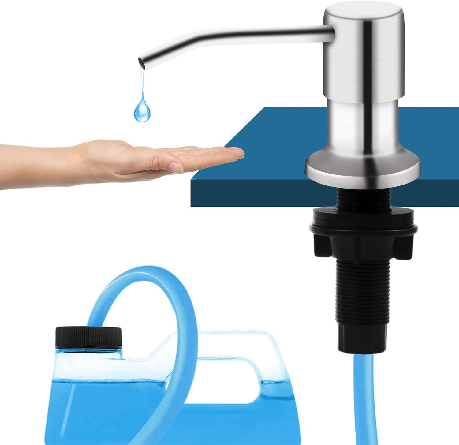 Kitchen Sink Soap Dispenser with 47" Extension Tube Brushed Nickel Soap Dishes gallery