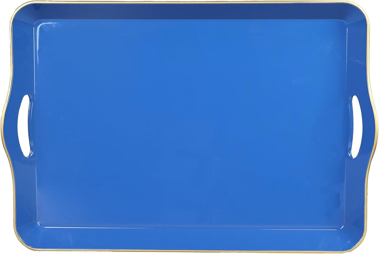 Large Blue Serving Tray with Handles, Plastic Decorative Tray for Coffee Table gallery