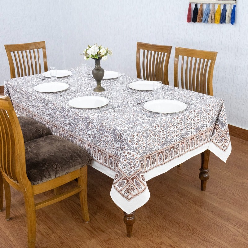 Dining Tablecloth, Cotton Table Cover, Wedding Gift, Block Printed Linens gallery