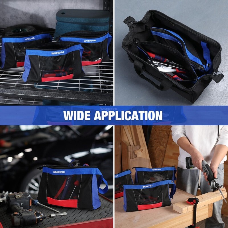 WORKPRO 12" Tool Pouches with Zipper Heavy-Duty Small Tool Bag for Tool Storage gallery