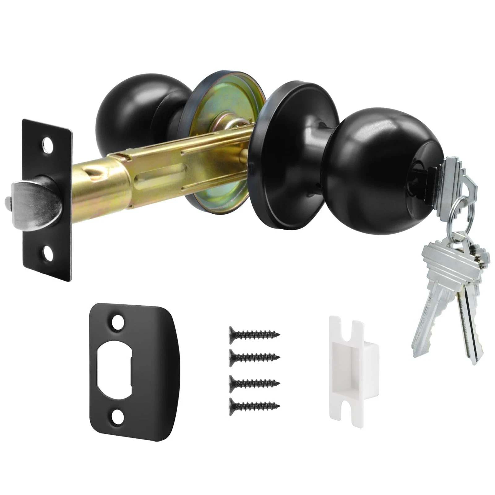 5 Backset Latch Keyed Entry Door Knob with Lock and Key, Standard Square gallery