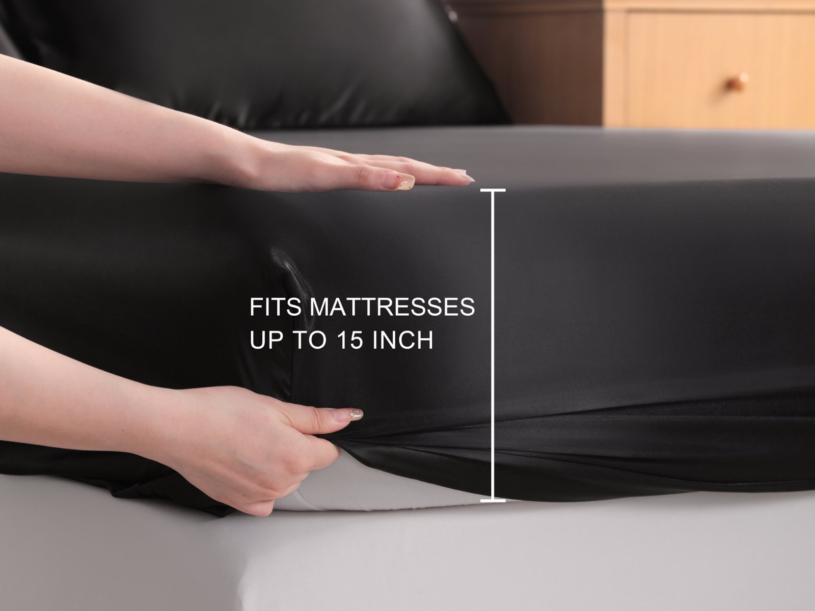 4 Pcs Lustrous Satin Silk Sheet Set Deep Pocket Bed Sheet Wrinkle Fade Resistant gallery