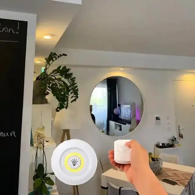 3PCS LED Puck Light Wireless Under Cabinet Lighting Kit Kitchen Counter Light US gallery