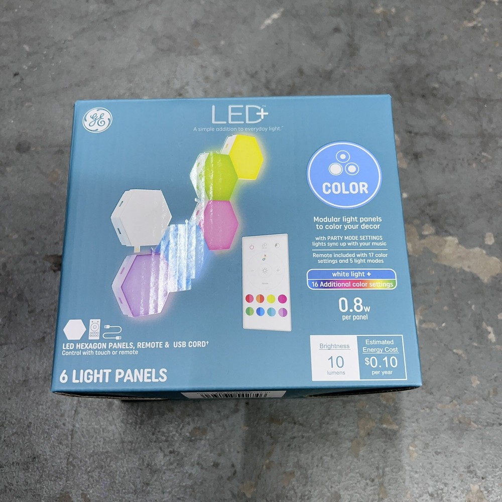 GE LED+ Multicolor Modular Light Panels Kit 6 Pc Hexagon Music Like Nanoleaf NEW