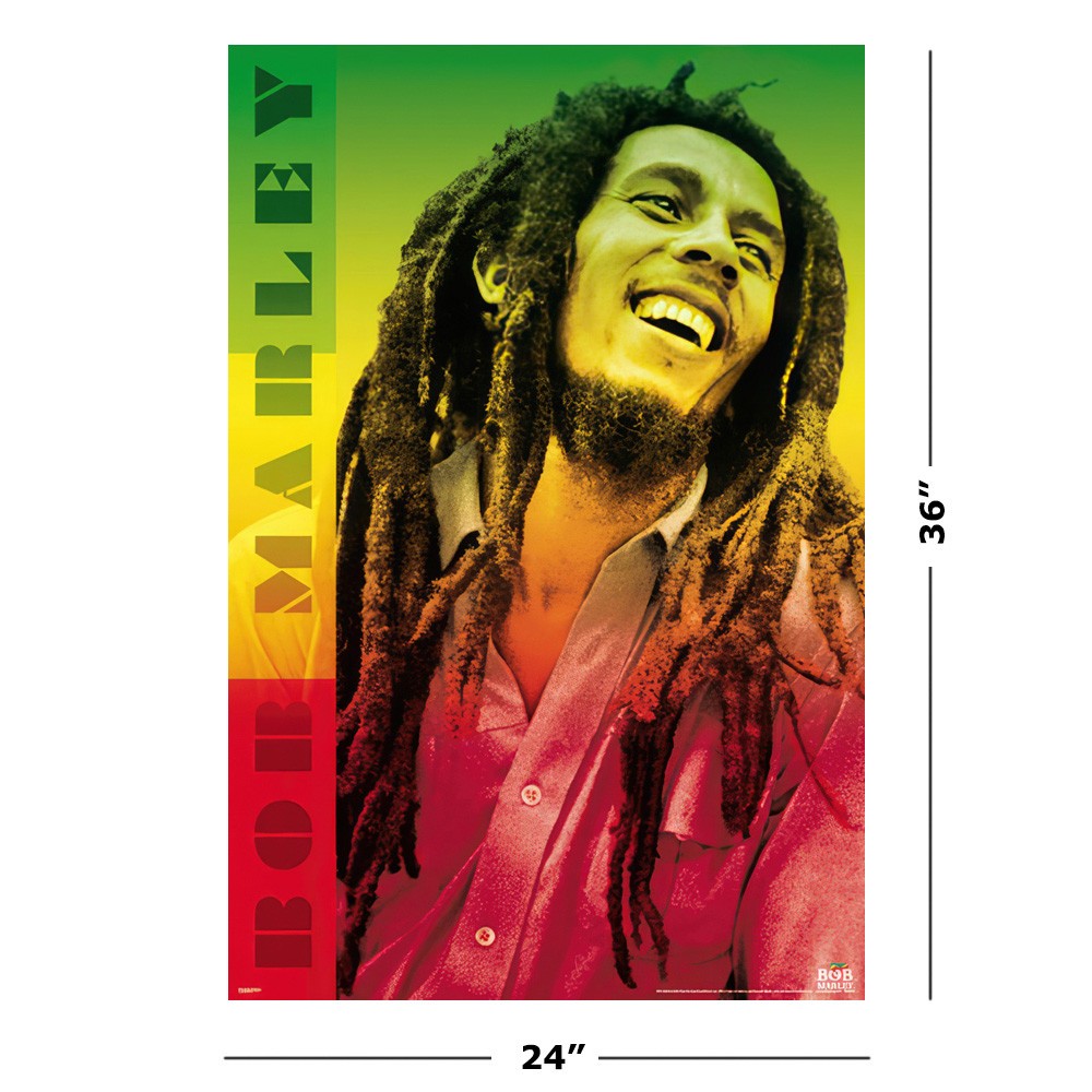 Bob Marley - Music Poster (Portrait - Jamaican Flag Colors) (Size: 24" x 36") gallery