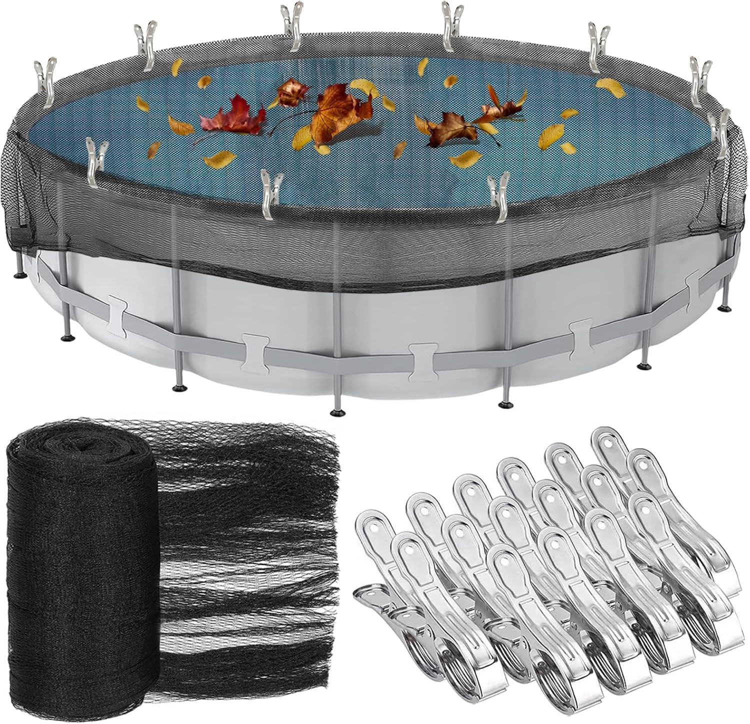 24 Feet round Pool Leaf Net Cover for above Ground Pool, 24Ft Winter Cover Mesh gallery