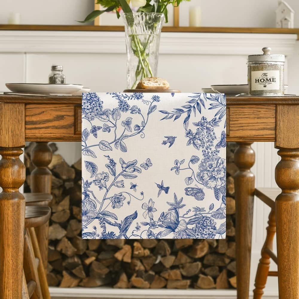 Flowers Spring Table Runner, Seasonal Summer Fall Kitchen Dining gallery