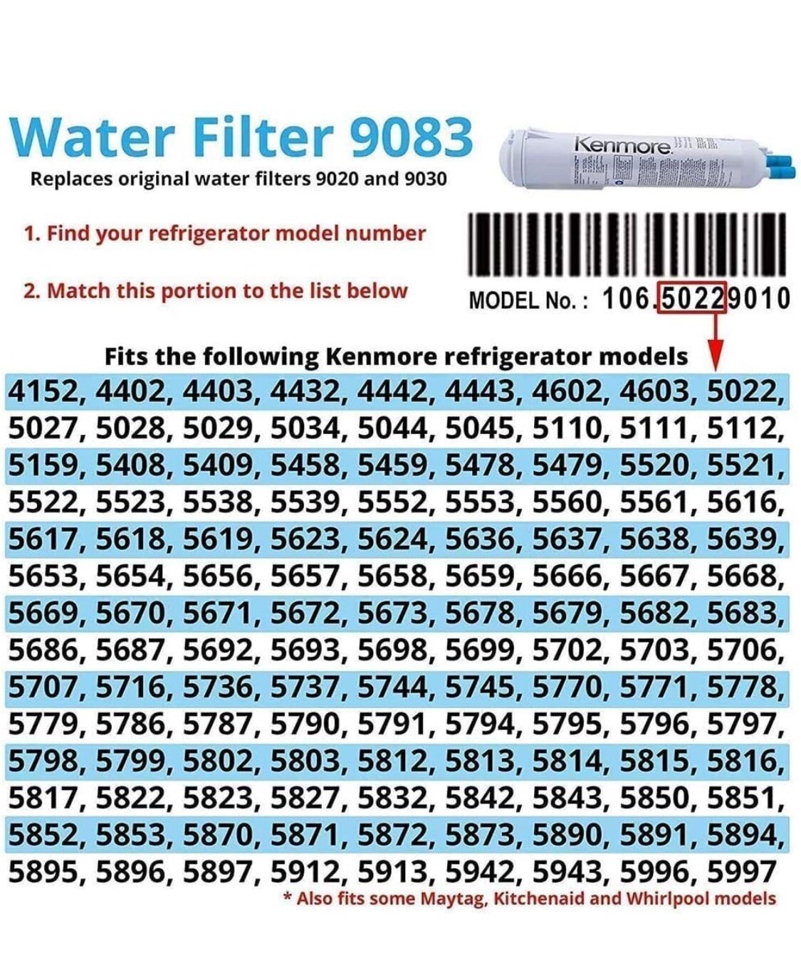 Kenmore 46-9083 Replacement Refrigerator Water Filter 3pack gallery
