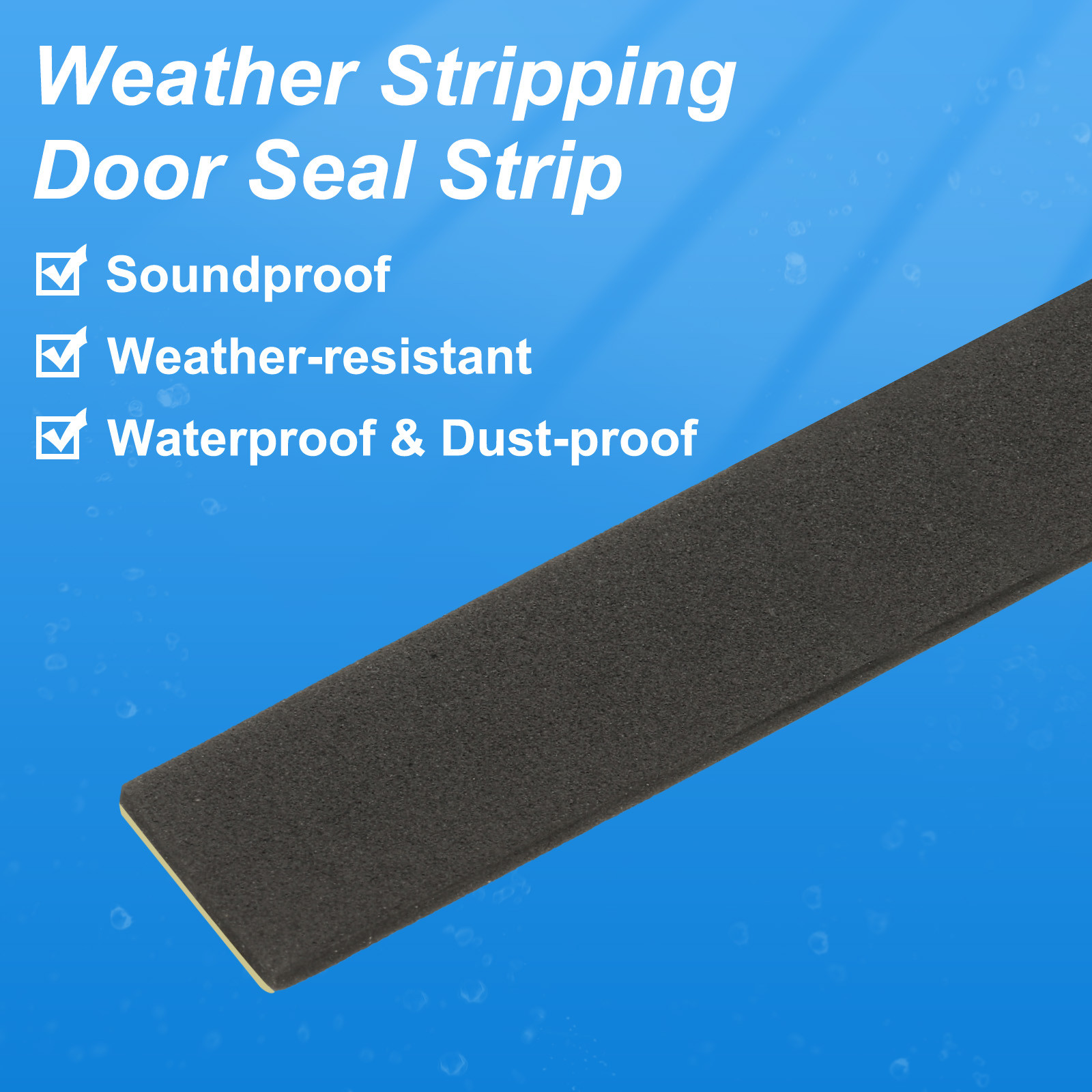3/4 Inch x 33 Ft Weather Stripping Door Seal Strip, 1mm Thick Foam Seal Tape gallery