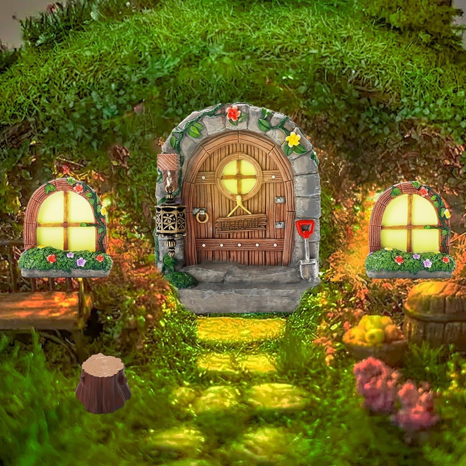 Fairy Garden Doors and Windows for Trees Miniature Fairy Gnome Home Glow in the gallery