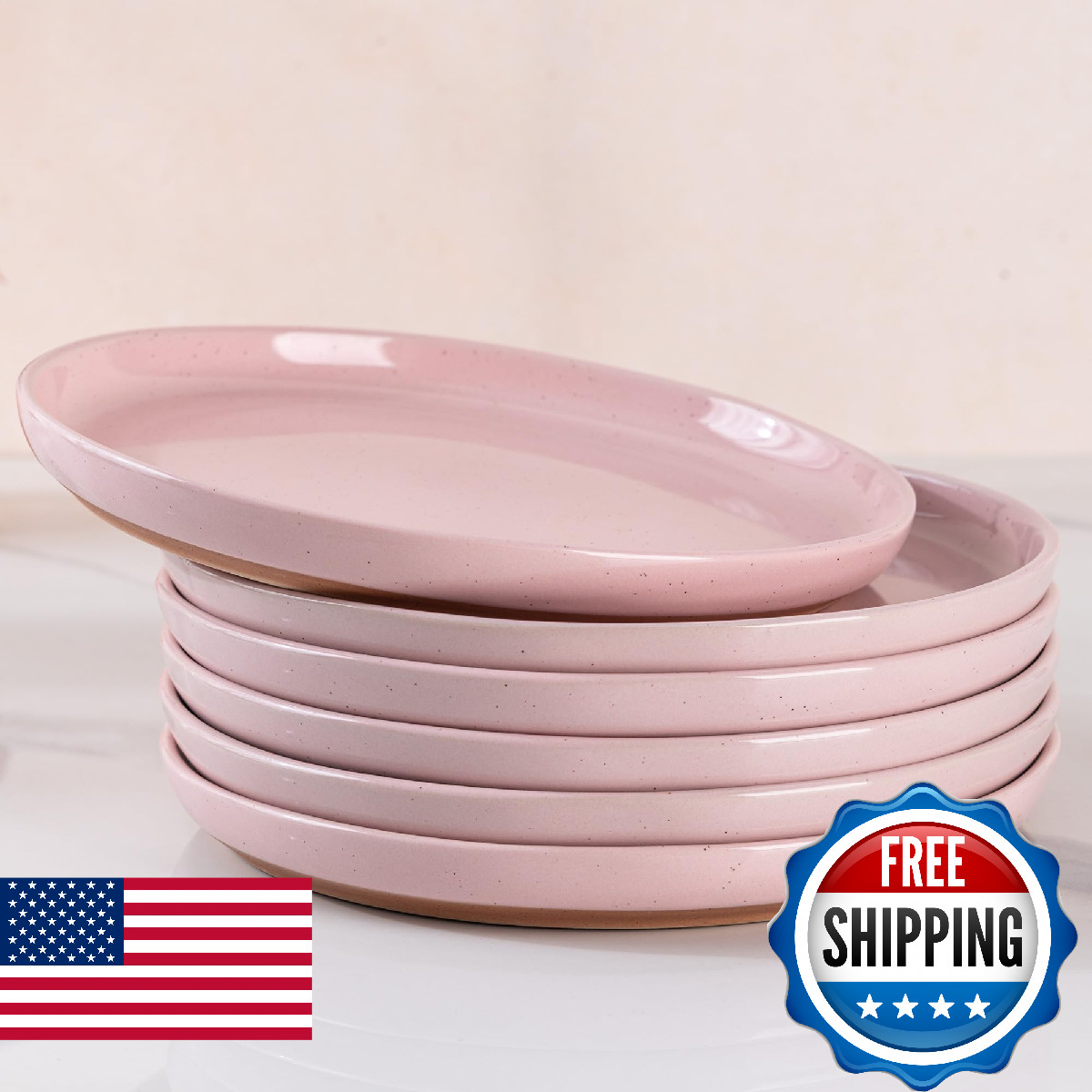 AmorArc Ceramic Appetizer Plates Set of 6, 8.25 Inch Handmade Stoneware Plates s gallery